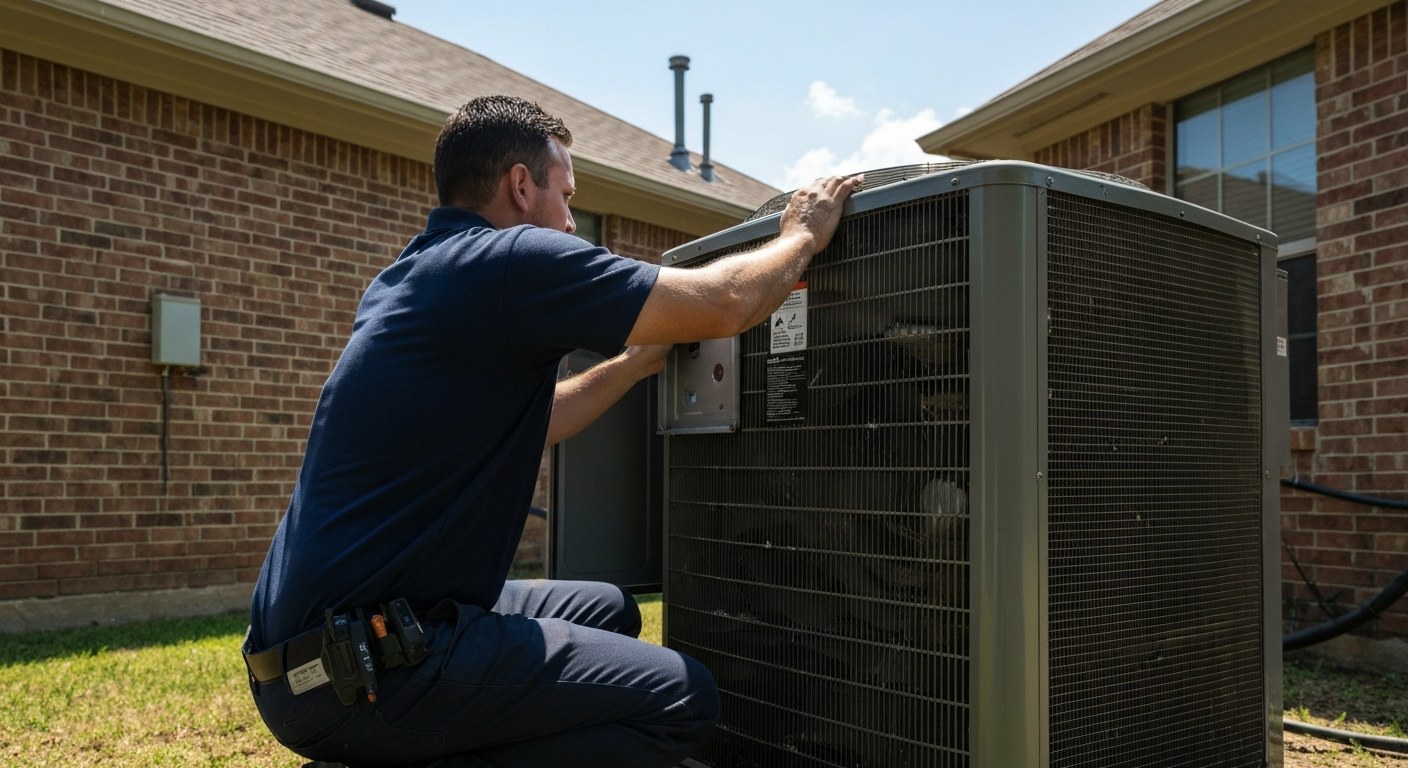 Technician diagnosing an AC that is not cooling