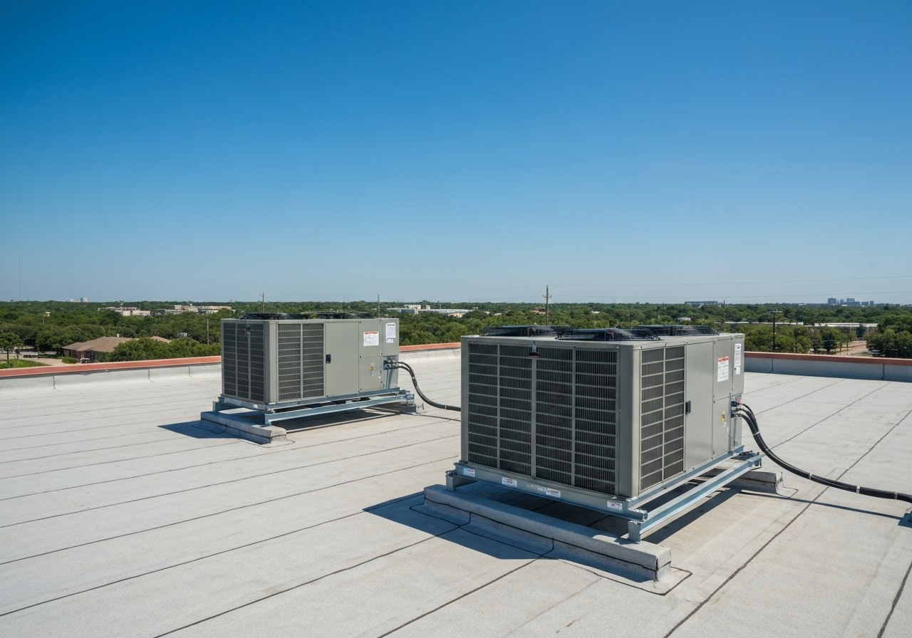 Commercial rooftop HVAC package units in North Texas
