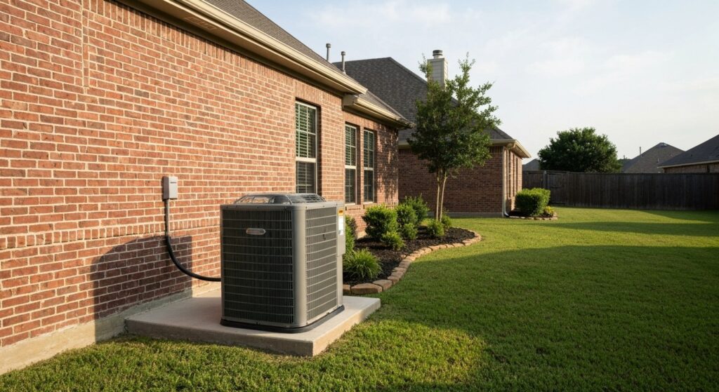 New energy-efficient AC condenser installed at a Texas home