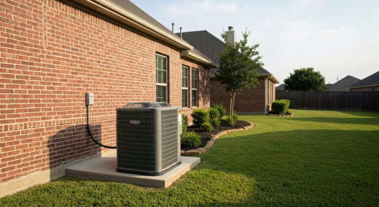 New energy-efficient AC condenser installed at a Texas home